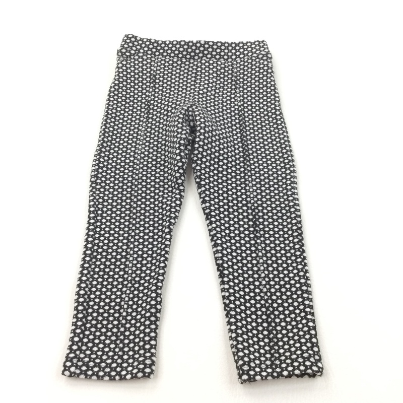 Black & White Spotty Thick Leggings - Girls 2-3 Years