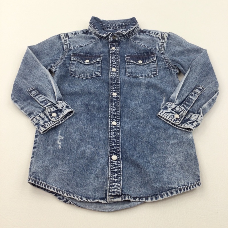 Denim Effect Cotton Shirt - Boys 2-3 Years