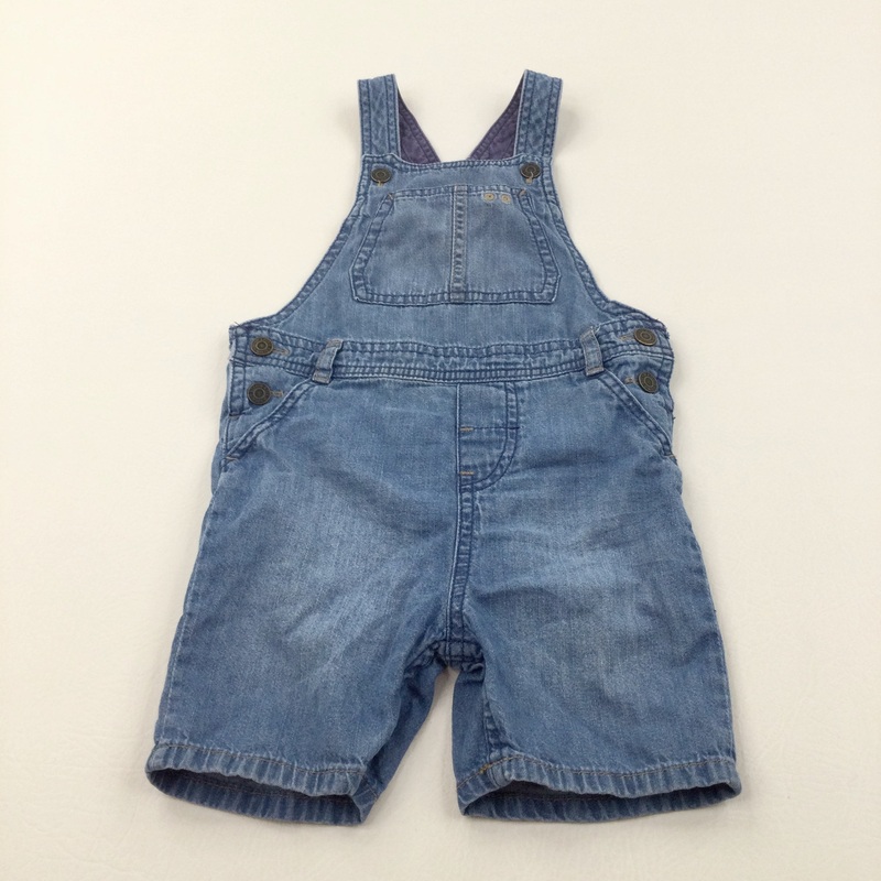 Mid Blue Light Blue Denim Short Dungarees - Boys 18-24 Months