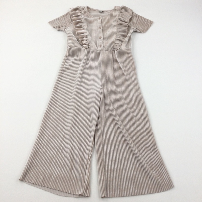 Ribbed Rose Gold Velour Jumpsuit - Girls 7-8 Years