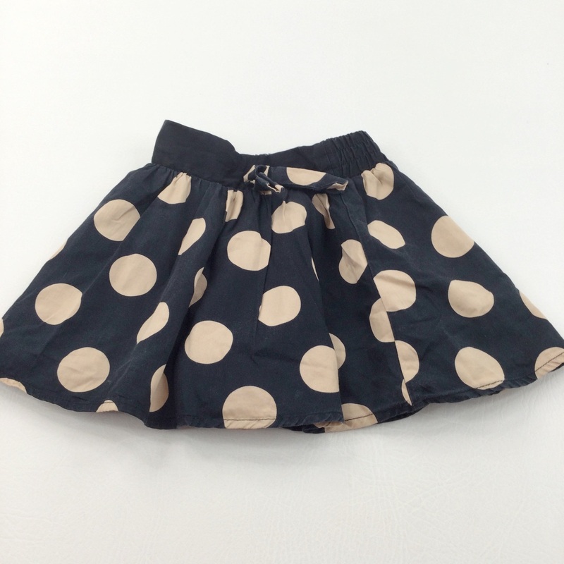 Spotty Black & Light Brown Lightweight Cotton Skirt - Girls 18-24 Months