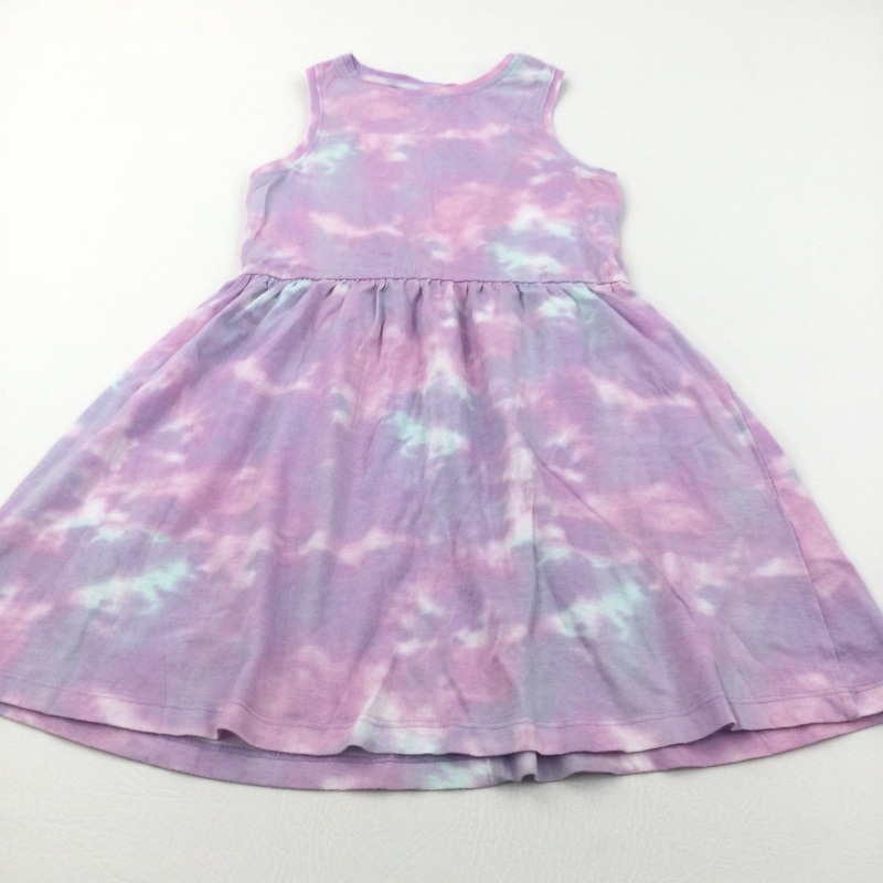 Tie-Dye Effect Pink & Purple Lightweight Jersey Sun Dress - Girls 8-9 Years