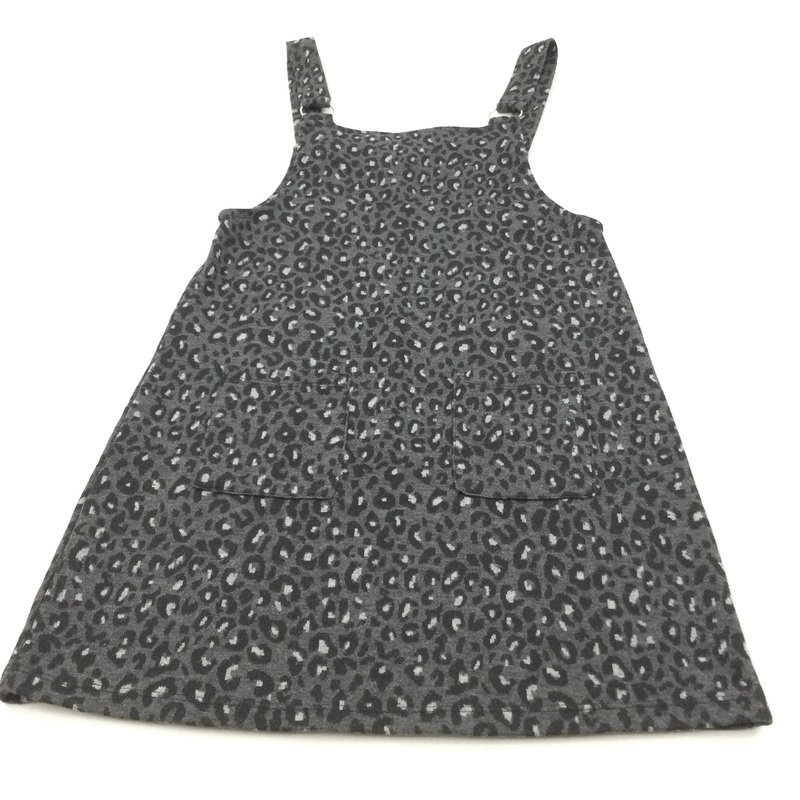 Animal Print Black & Grey Polyester Dress - Girls 9-10 Years