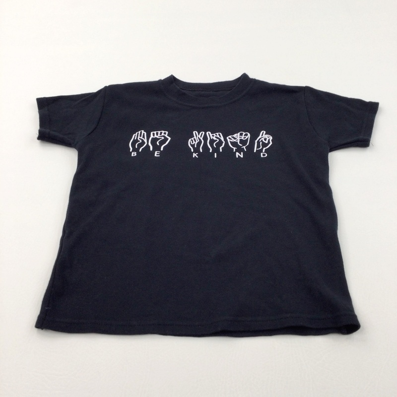 'Be Kind' Sign Language Black T-Shirt - Boys 4-5 Years