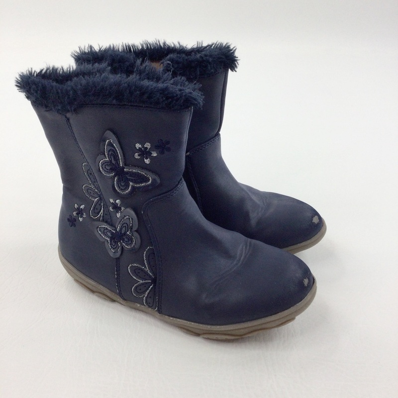 Butterflies Navy Leatherette Boots - Girls - Shoe Size 12