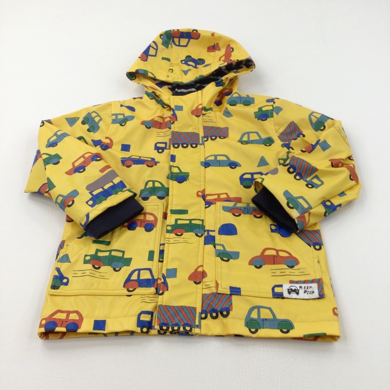 Colourful Vehicles Yellow Lined Showerproof Jacket - Boys 3-4 Years