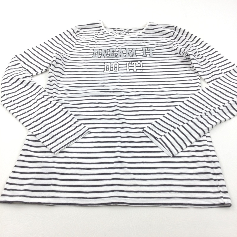 'Dream It, Do It' Black & White Striped Long Sleeve Top - Girls 13-14 Years