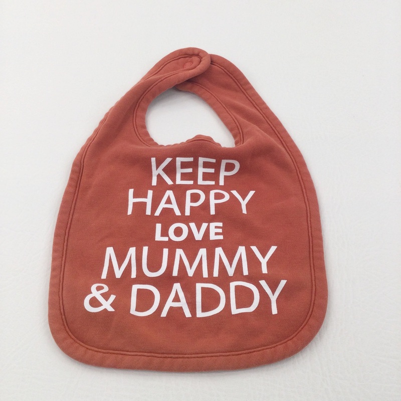 'Keep Happy Love Mummy & Daddy' Burnt Orange Jersey Bib - Boys/Girls One Size