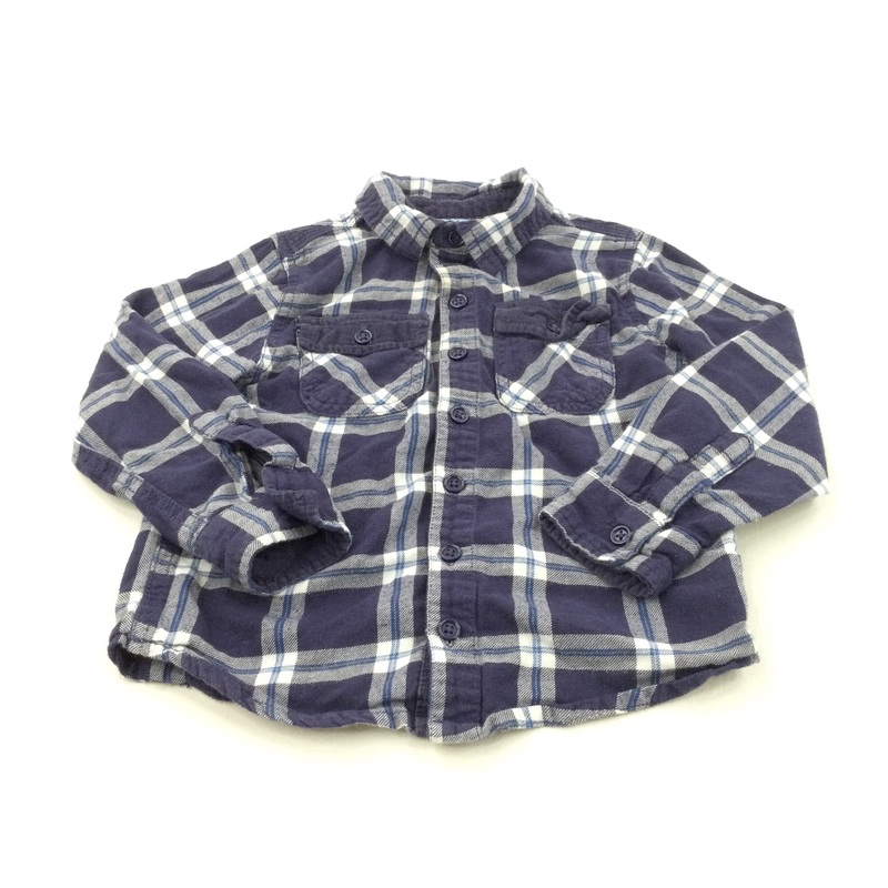 Navy & White Checked Cotton Shirt - Boys 4-5 Years