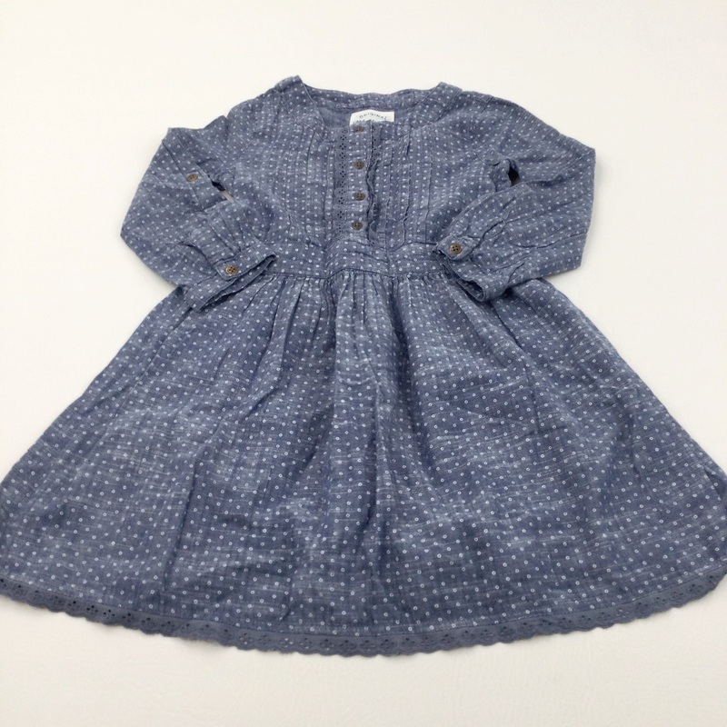 Spotty Blue & White Cotton Dress - Girls 4-5 Years