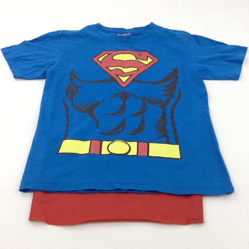 Superman Blue T-Shirt with Detachable Cape - Boys 12-13 Years