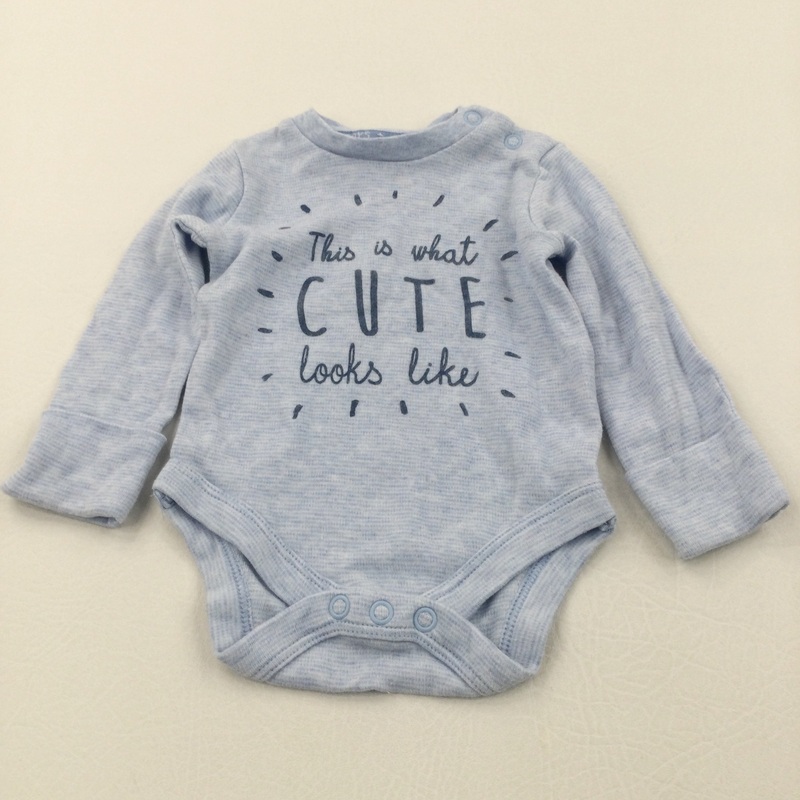 'This Is What Cute Looks Like' Blue Striped Long Sleeve Bodysuit - Boys Newborn