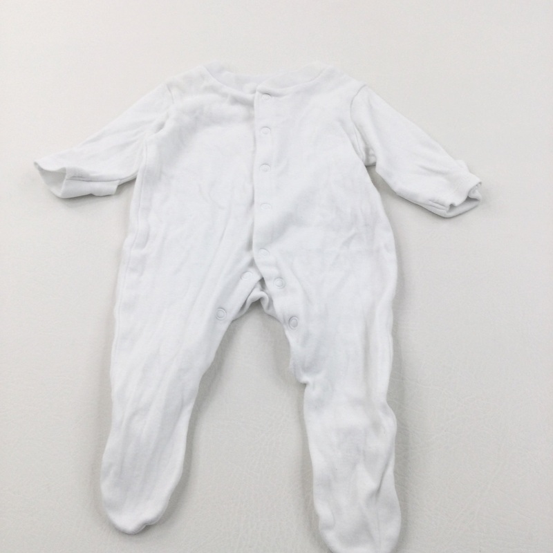 White Babygrow with Integrated Mitts - Boys/Girls Newborn