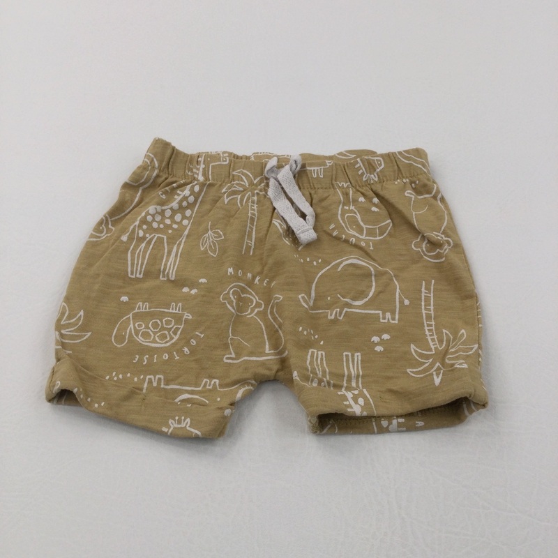 Wild Animals Light Brown Lightweight Shorts - Boys 3-6 Months