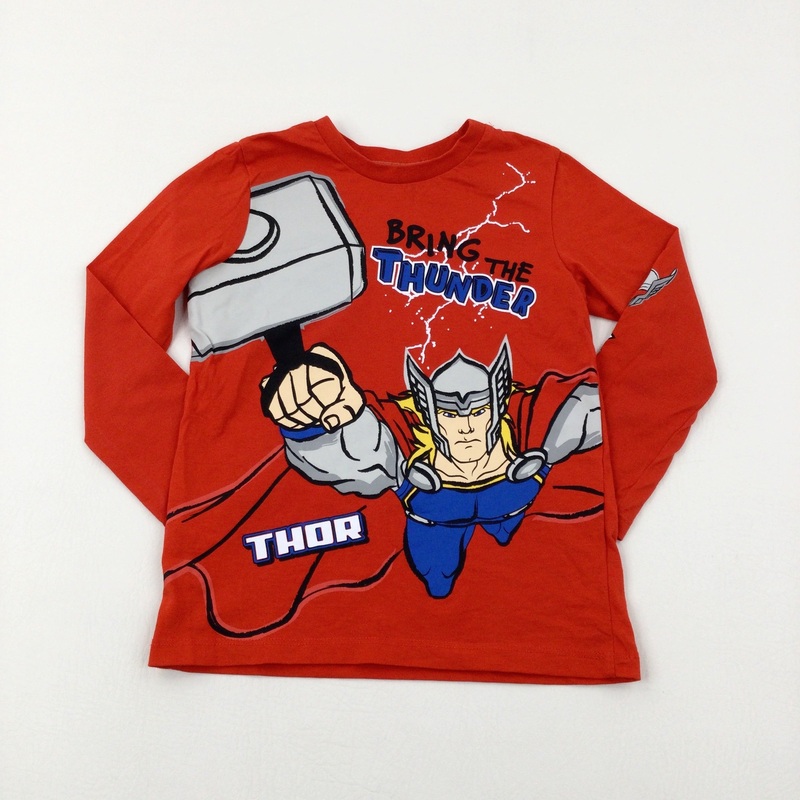 'Bring The Thunder' Marvel's Thor Colourful Red Long Sleeve Top - Boys 3-4 Years