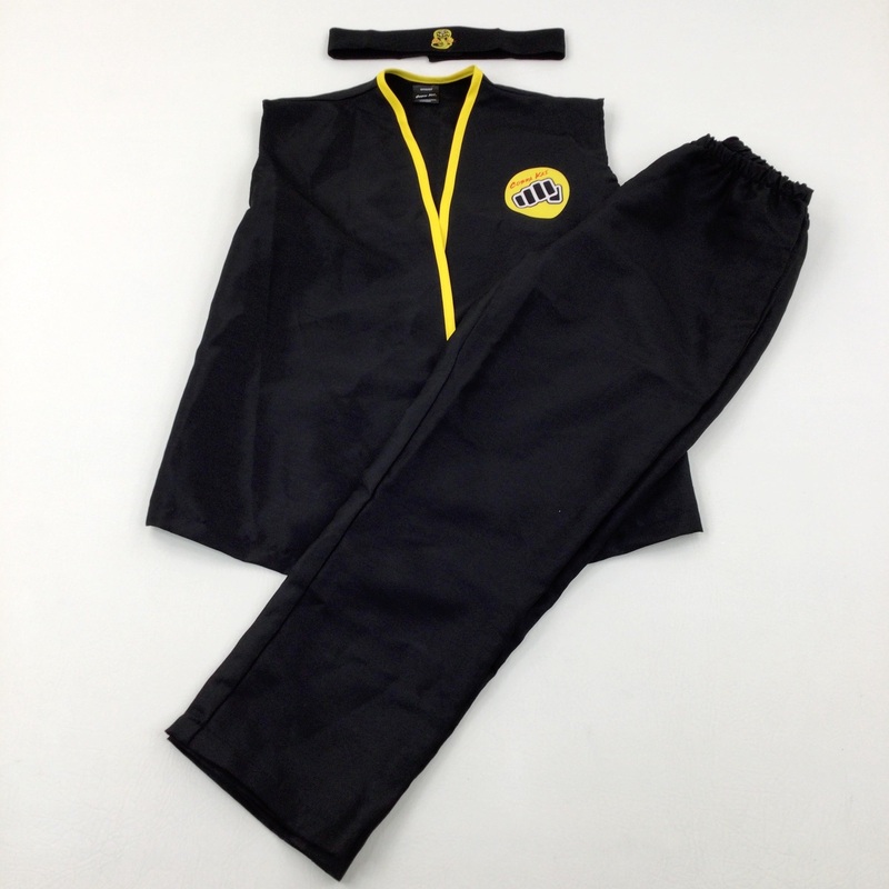 'Cobra Kai' Black & Yellow Top Trousers & Headband Martial Arts Costume - Boys/Girls 8-10 Years