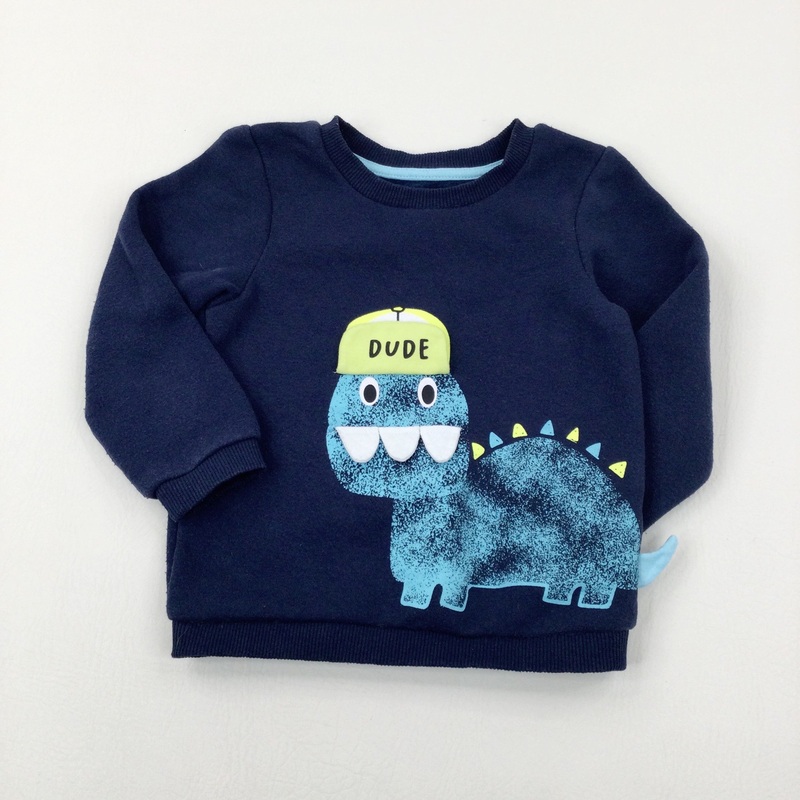 'Dude' Dinosaur Navy Sweatshirt - Boys 2-3 Years