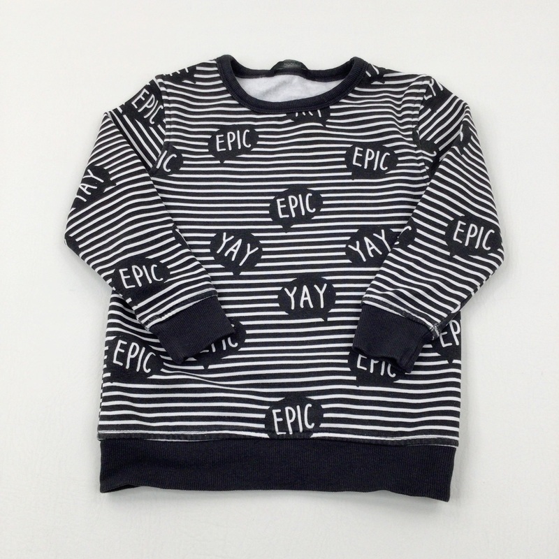 'Epic' Charcoal Grey Striped Sweatshirt - Boys 3-4 Years