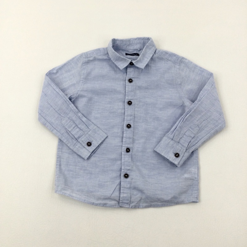 Light Blue Cotton Long Sleeve Shirt - Boys 2-3 Years