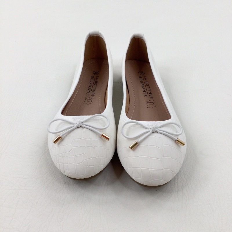 Patterned White Ballet Pumps - Girls Adult Size 5