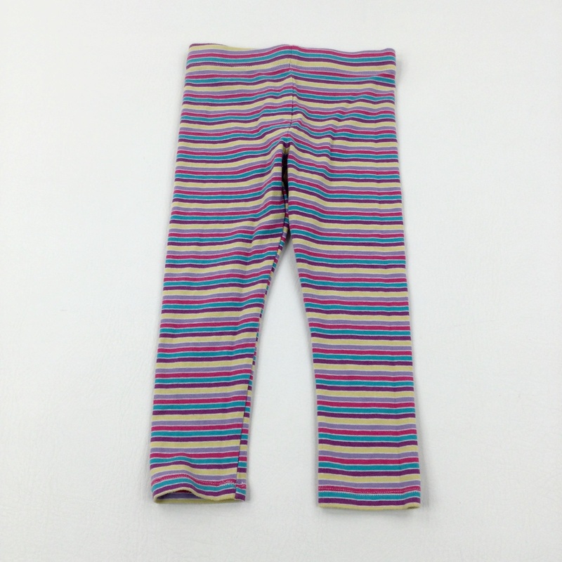 Purple & Turquoise Striped Leggings - Girls 2-3 Years