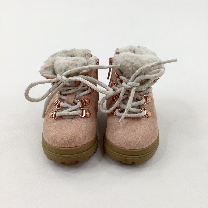 Sparkly Pink Fleece Lined Ankle Boots - Girls Size 2/3