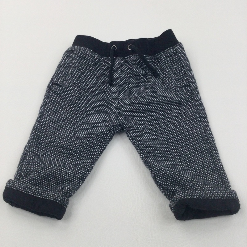 Textured Black & White Thick Jersey Trousers - Boys 3-6 Months