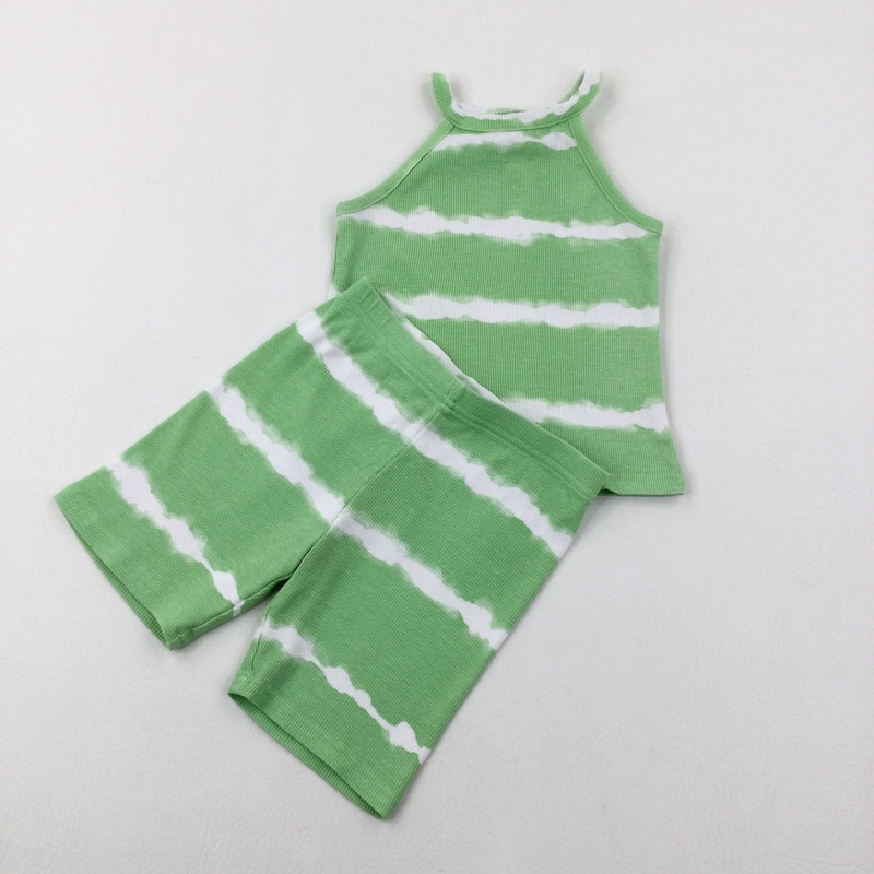 Tie Dye Effect Lime Green Vest Top & Shorts Set - Girls 3-4 Years