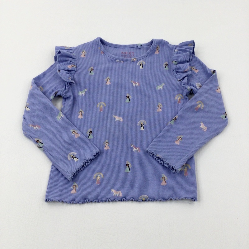 Unicorns & Fairies Textured Blue Long Sleeve Top - Girls 3-4 Years