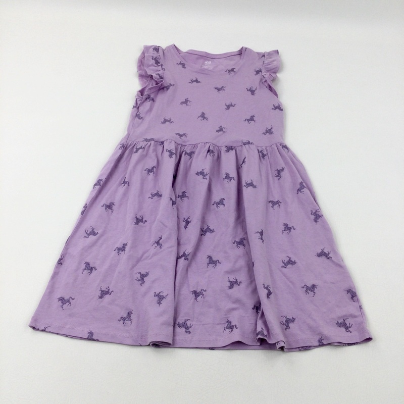 Unicorns Glittery Lilac Jersey Dress - Girls 8-9 Years