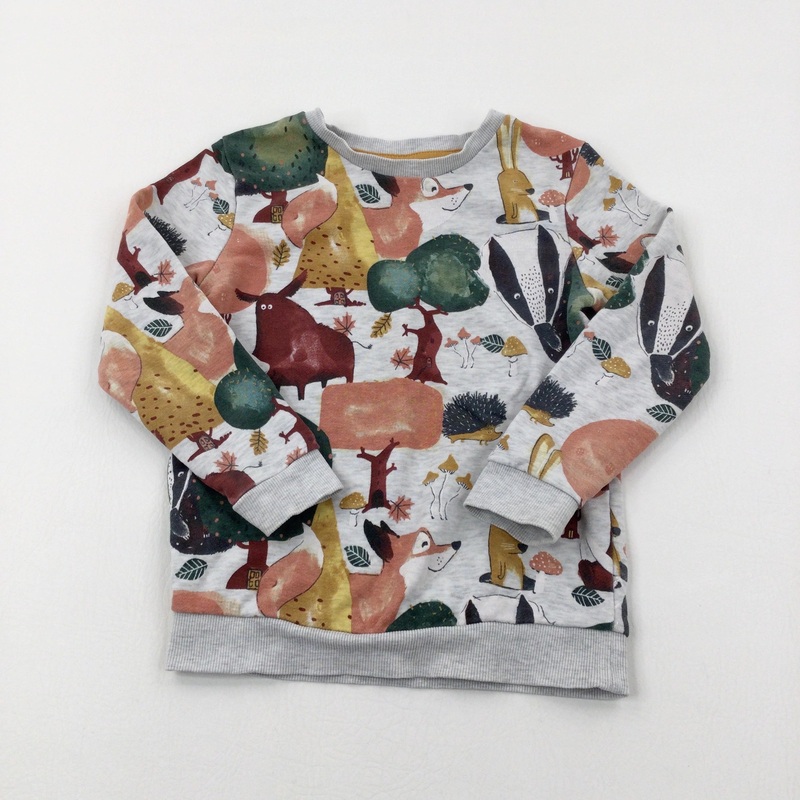 Woodland Animals Grey Sweatshirt - Boys 3-4 Years