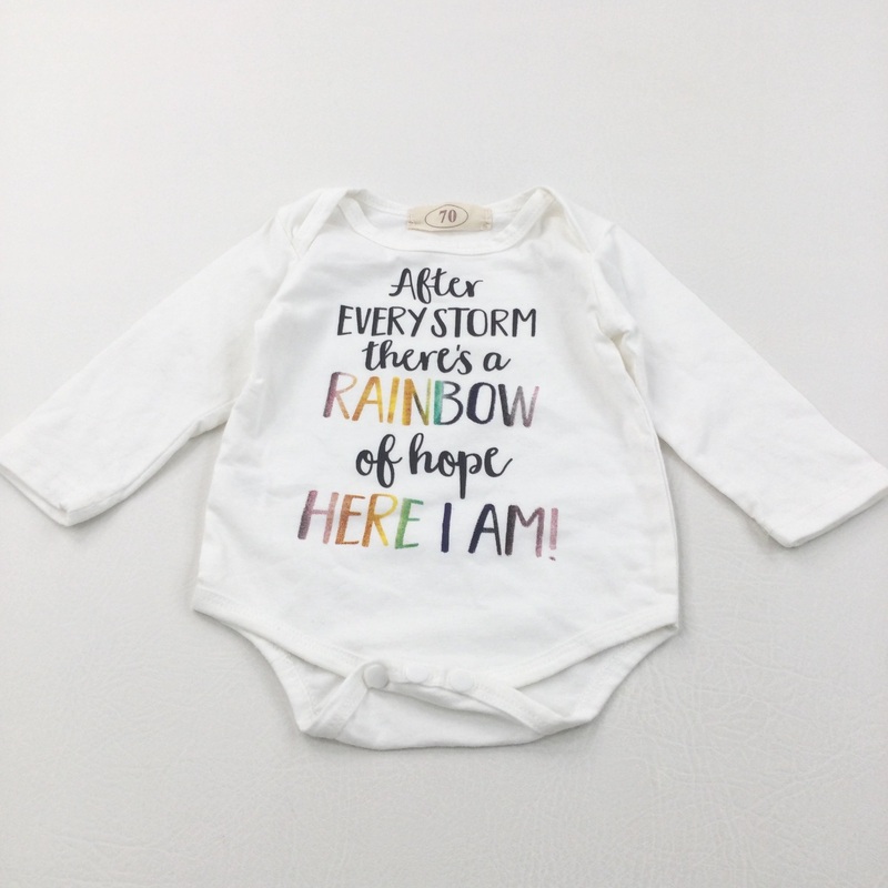 'After Every Storm There's A Rainbow' Cream Long Sleeve Top - Boys 6-9 Months
