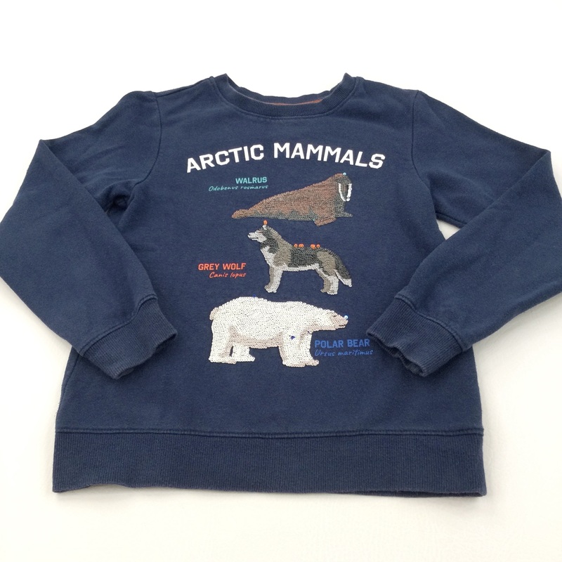 'Arctic Mammals' Sequin Flip Navy Sweatshirt - Boys 6-8 Years