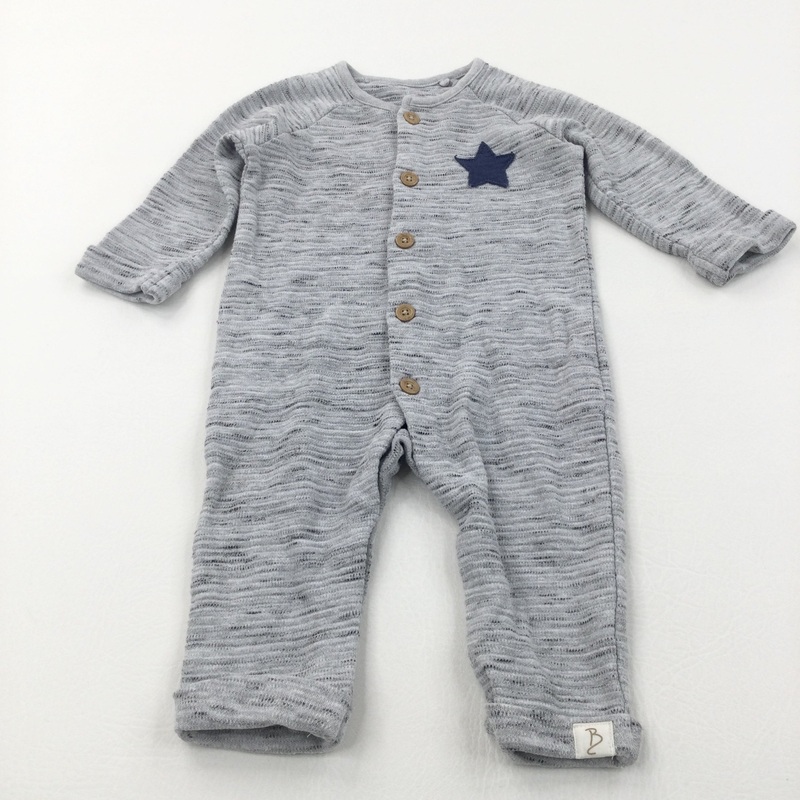 Billie Faiers Star Appliqued Grey Mottled Jersey Romper - Boys 6-9 Months