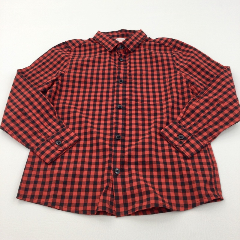 Black & Red Checked Cotton Shirt - Boys 6-7 Years