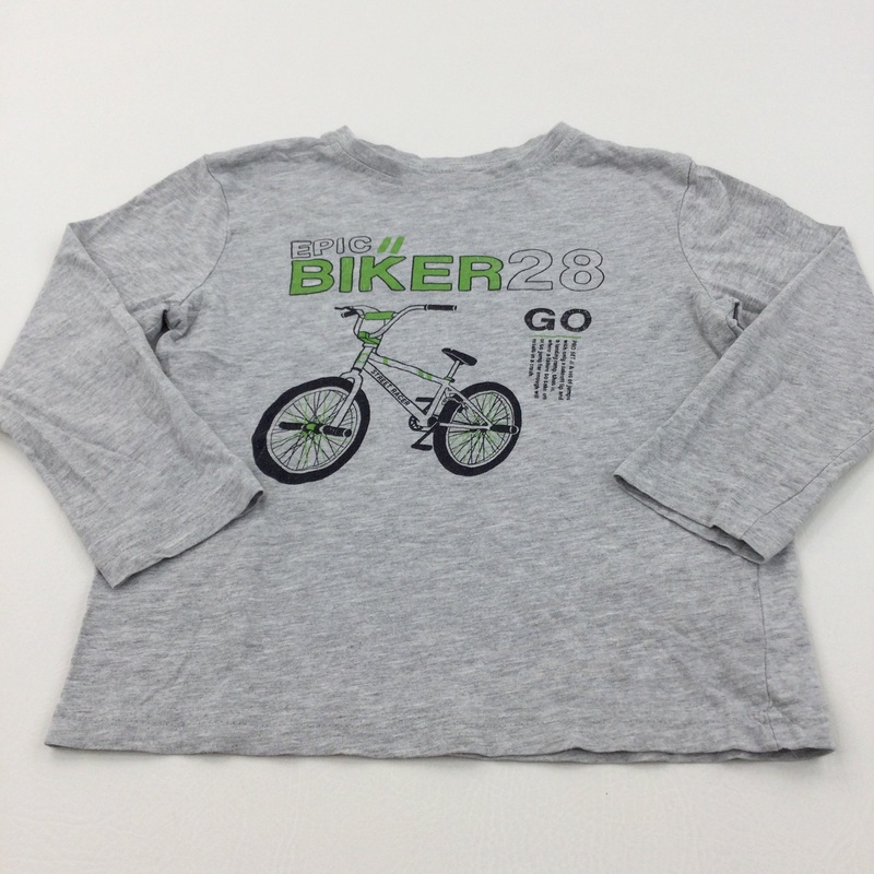 'Epic Biker 28' Grey Long Sleeve Top - Boys 5-6 Years