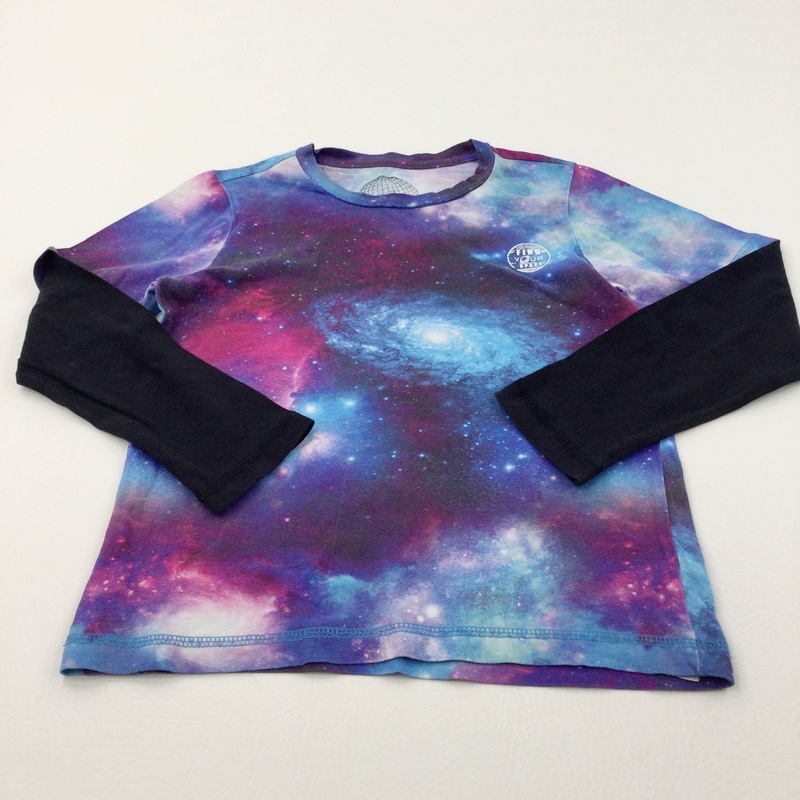 'Find Your Space' Black, Blue & Mauve Long Sleeve Top - Boys 6-7 Years