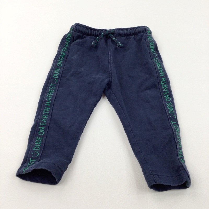 'Happiest Dude On Earth' Navy Tracksuit Bottoms - Boys 18-24 Months