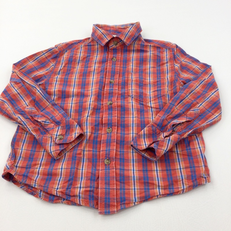 Red, Blue & Yellow Checked Cotton Shirt - Boys 6-7 Years