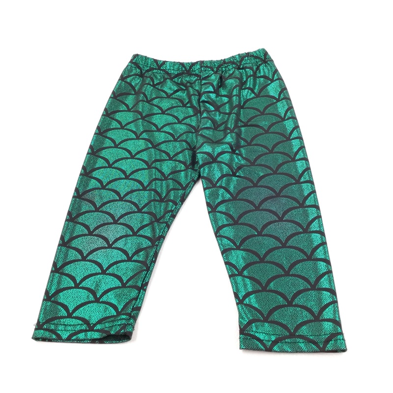 Sparkly Green & Black Mermaid Tail Patterned Viscose Leggings - Girls 18-24 Months