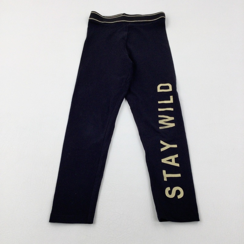 'Stay Wild' Black Leggings - Girls 5-6 Years