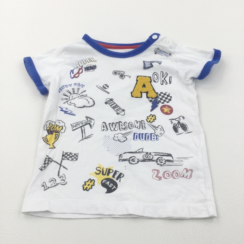 'Awesome Dude' Blue & White T-Shirt - Boys 9-12 Months
