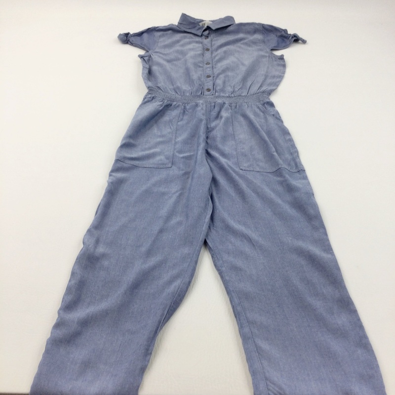 Blue Denim Effect Cotton Jumpsuit - Girls 9-10 Years