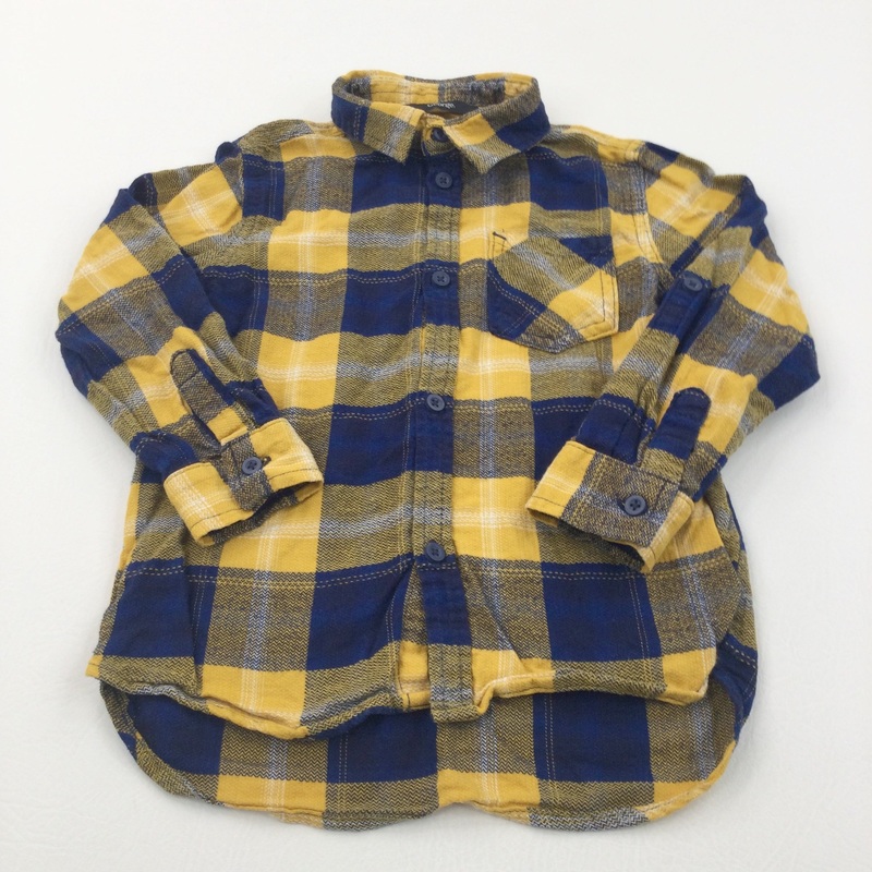 Blue & Yellow Checked Cotton Shirt - Boys 3-4 Years