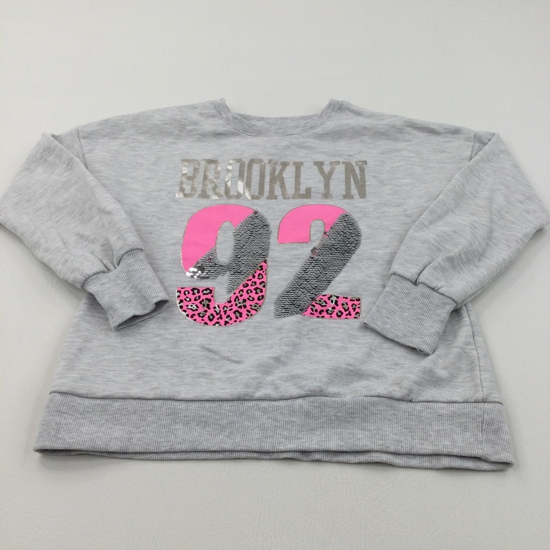 'Brooklyn 92' Sequin Flip Grey Sweatshirt - Girls 9-10 Years