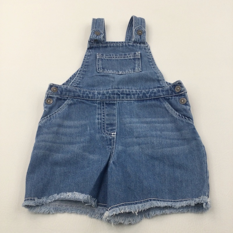 Mid Blue Denim Short Dungarees - Girls 3-4 Years