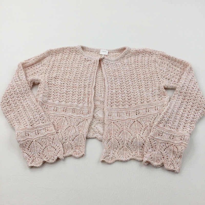 Sparkly Rose Gold & White Knitted Cardigan - Girls 8 Years
