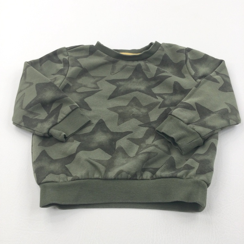 Stars Olive Green Lightweight Sweatshirt - Boys 2-3 Years