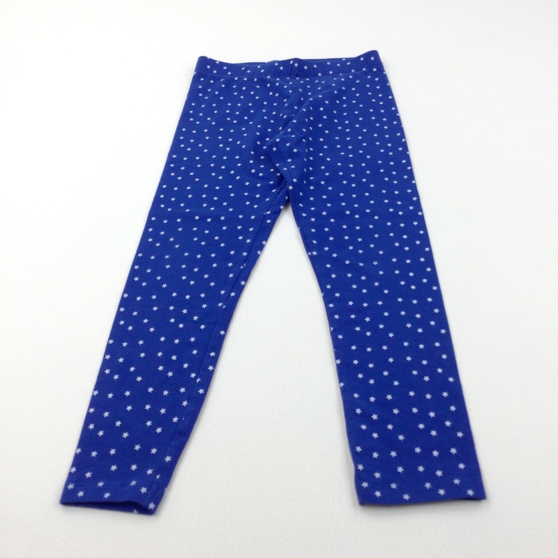 Stars White & Blue Leggings - Girls 8-9 Years