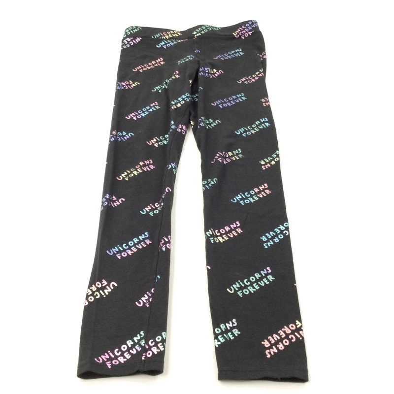 'Unicorn Forever' Black Leggings - Girls 8-9 Years
